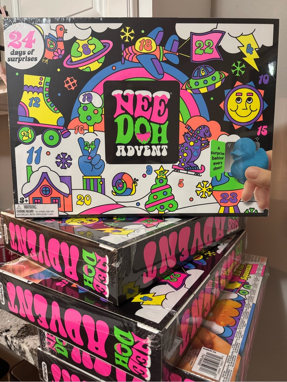Schylling Needoh Advent Calendar -Neon Blue & Multicolor Surprise Christmas Toy